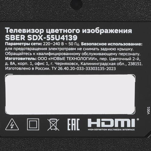 55" (139 см) Телевизор Sber SDX-55U4139 черный