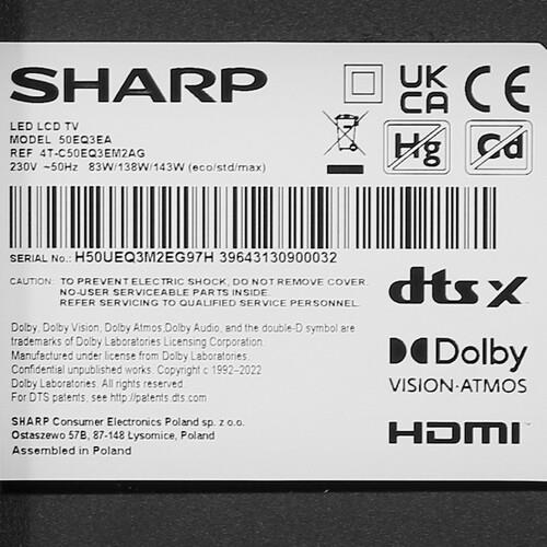 50" (126 см) Телевизор Sharp 50EQ3EA черный
