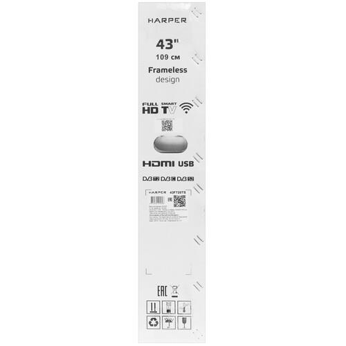 43" (109 см) Телевизор Harper 43F720TS черный