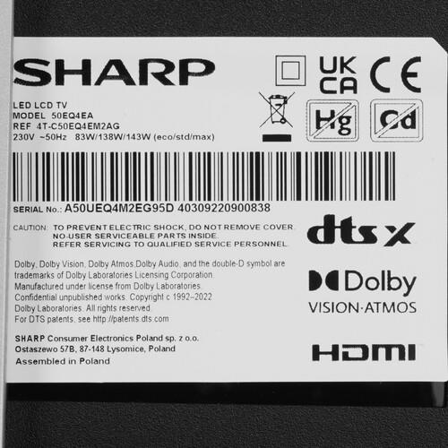 50" (126 см) Телевизор Sharp 50EQ4EA серебристый