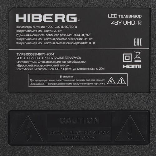 43" (109 см) Телевизор HIBERG 43Y UHD-R черный