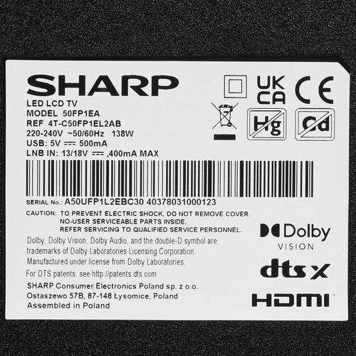 50" (126 см) Телевизор Sharp 50FP1EA серебристый