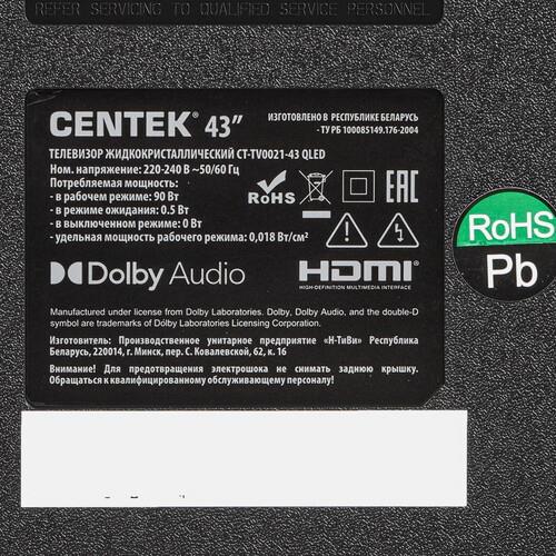43" (109 см) Телевизор Centek CT-TV0021-43 черный